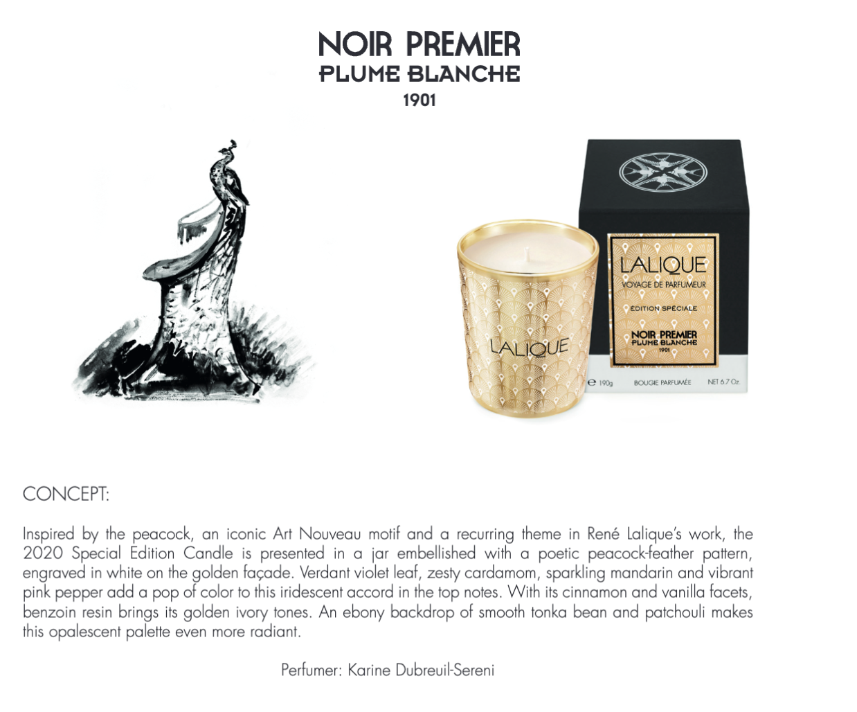 CANDLE 190G "NOIR PREMIER, PLUME BLANCHE" SPECIAL EDITION - EASTERN SCENT