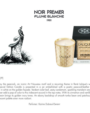 <img alt="Lalique Candle Noir Premier Plume Blanche 190g concept">
